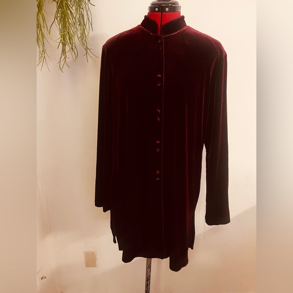 Coldwater Creek Deep Wine Velvet Blouse